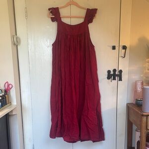 Linen Red Maxi Dress
